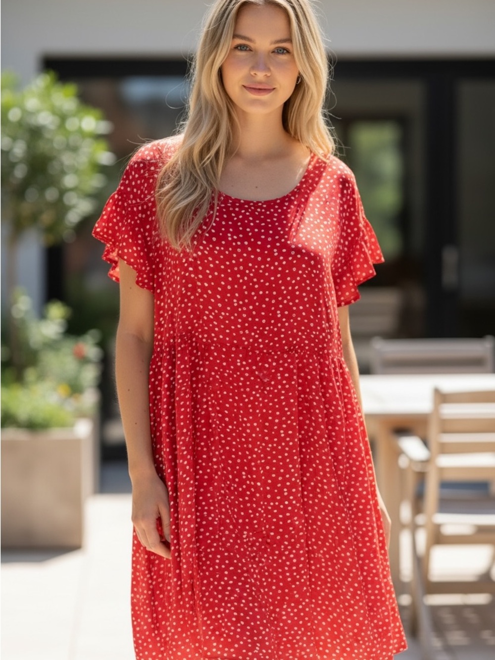 Red Polka Dot Swing Dress 3XL  #699